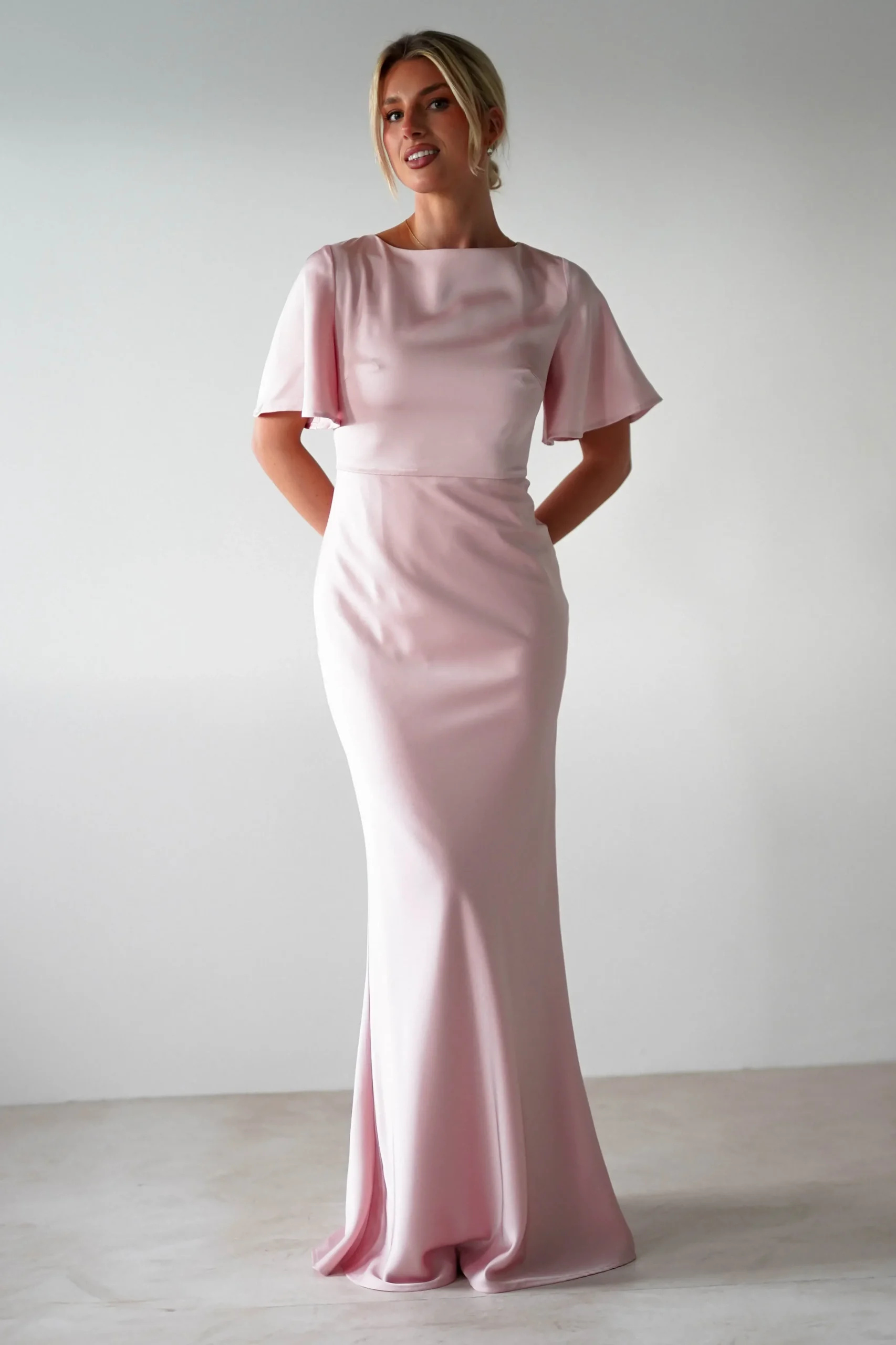 Sale Olivia Soft Matte Satin Maxi Dress | Blush Pink Lange Kleider|Maxikleider