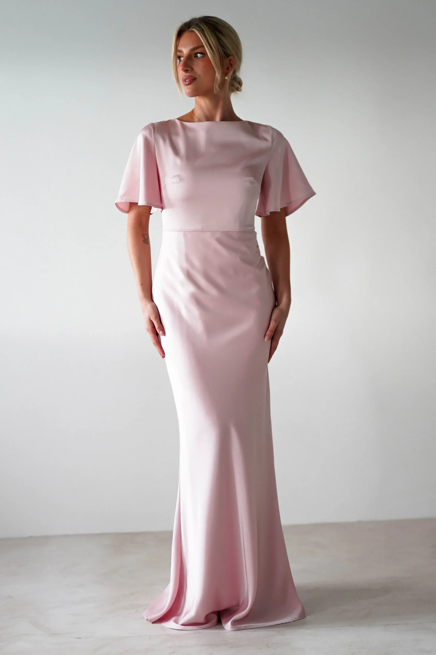 Sale Olivia Soft Matte Satin Maxi Dress | Blush Pink Lange Kleider|Maxikleider