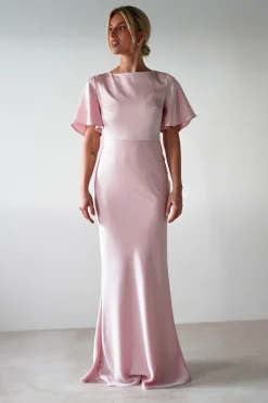 Sale Olivia Soft Matte Satin Maxi Dress | Blush Pink Lange Kleider|Maxikleider