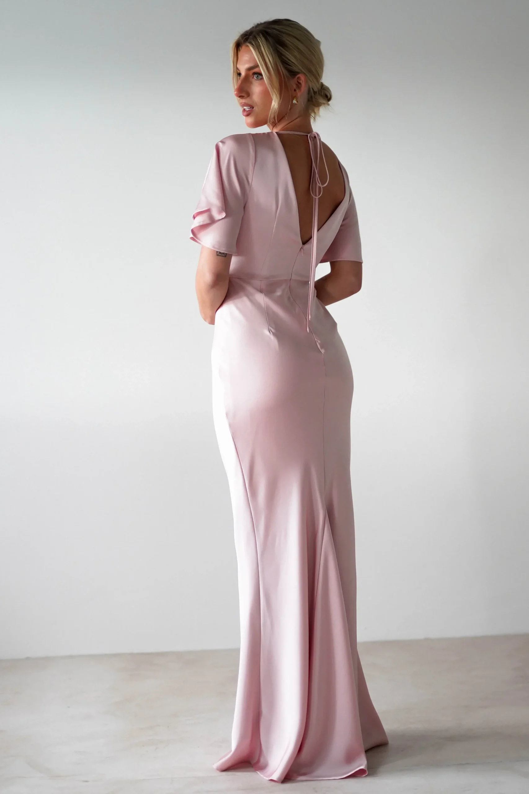 Sale Olivia Soft Matte Satin Maxi Dress | Blush Pink Lange Kleider|Maxikleider