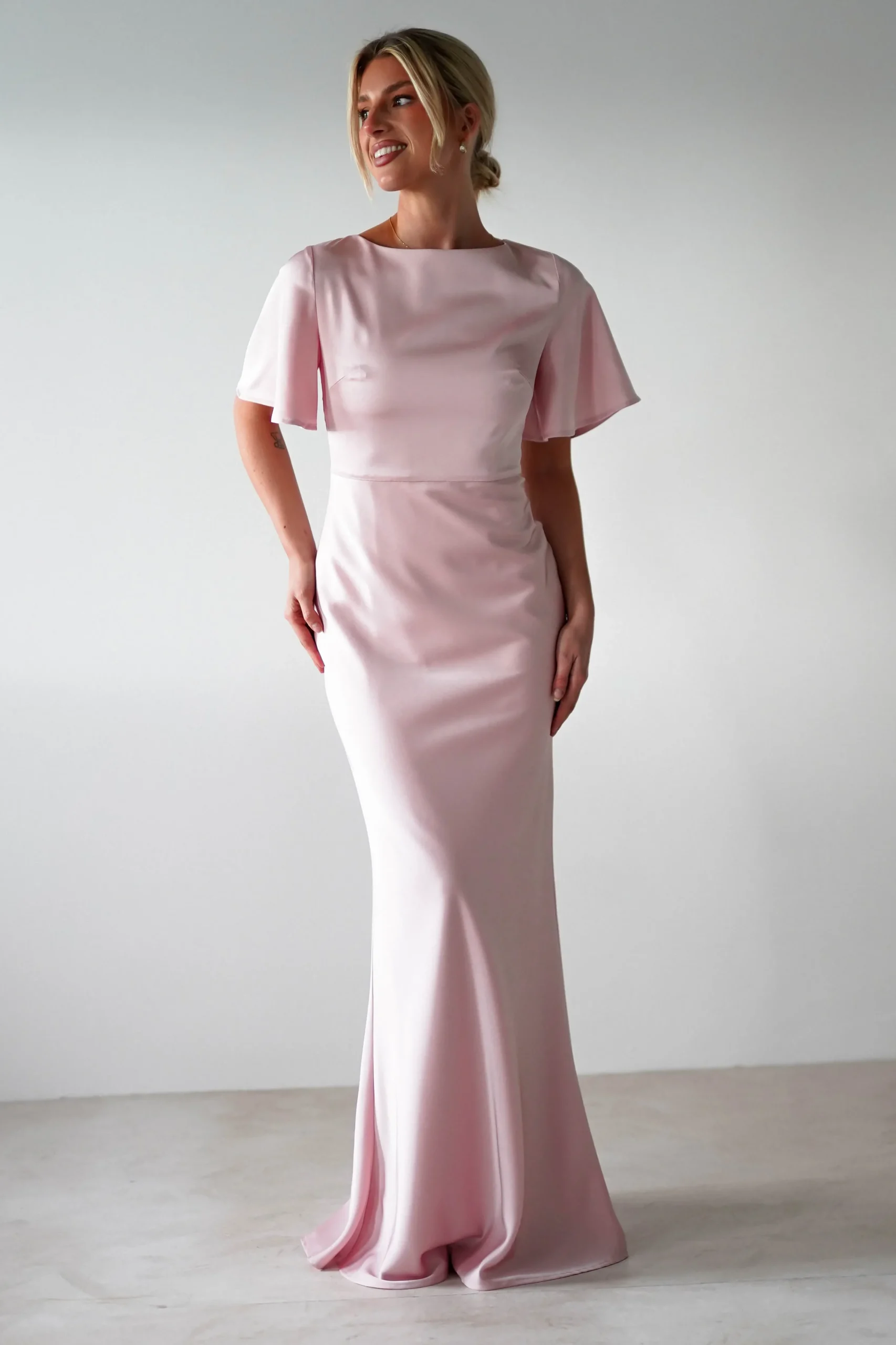Sale Olivia Soft Matte Satin Maxi Dress | Blush Pink Lange Kleider|Maxikleider