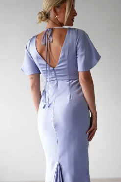 Best Olivia Soft Matte Satin Maxi Dress | Periwinkle Blue Lange Kleider|Maxikleider