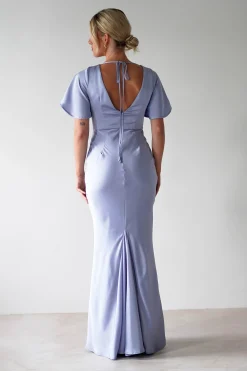 Best Olivia Soft Matte Satin Maxi Dress | Periwinkle Blue Lange Kleider|Maxikleider
