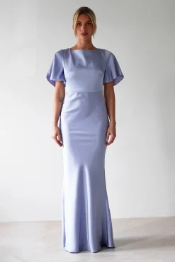Best Olivia Soft Matte Satin Maxi Dress | Periwinkle Blue Lange Kleider|Maxikleider