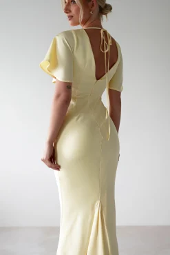 Best Olivia Soft Matte Satin Maxi Dress | Yellow Lange Kleider|Maxikleider