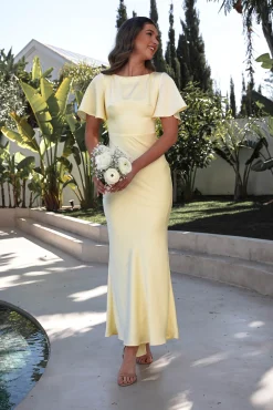 Best Olivia Soft Matte Satin Maxi Dress | Yellow Lange Kleider|Maxikleider