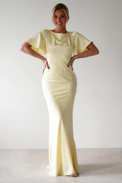 Best Olivia Soft Matte Satin Maxi Dress | Yellow Lange Kleider|Maxikleider