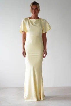 Best Olivia Soft Matte Satin Maxi Dress | Yellow Lange Kleider|Maxikleider