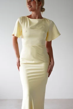 Best Olivia Soft Matte Satin Maxi Dress | Yellow Lange Kleider|Maxikleider