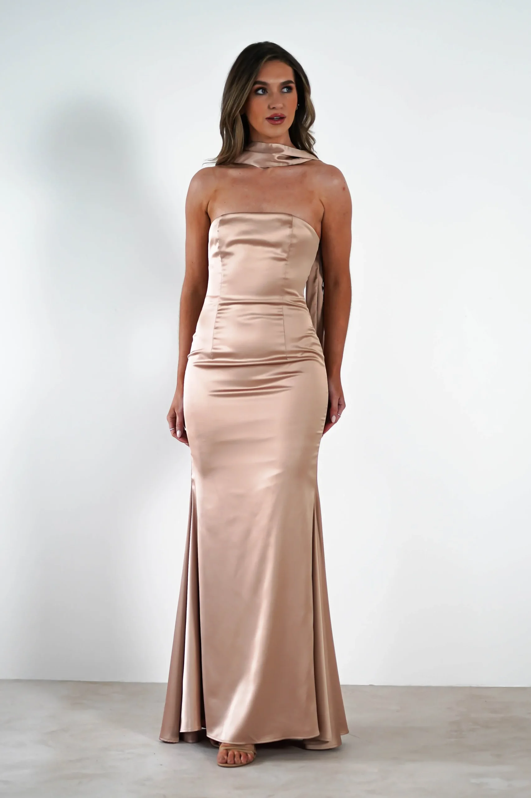 Best Orellia Satin Strapless Maxi Dress | Gold Lange Kleider|Maxikleider