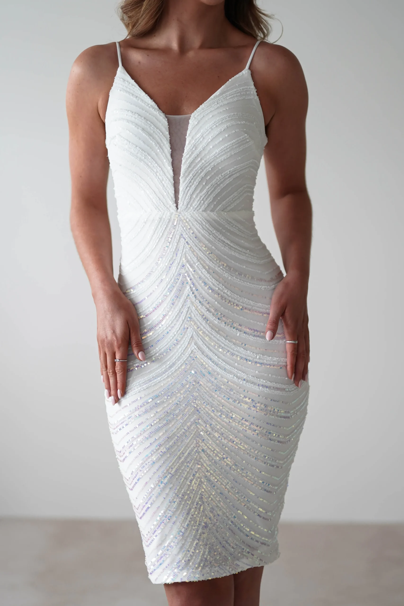 Online Palmira Sequin Midi Dress | White Iridescent Mittellange Kleider|Midi-kleider