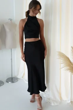 Fashion Pamela Satin Top | Black Oberteile|Sommerkleider