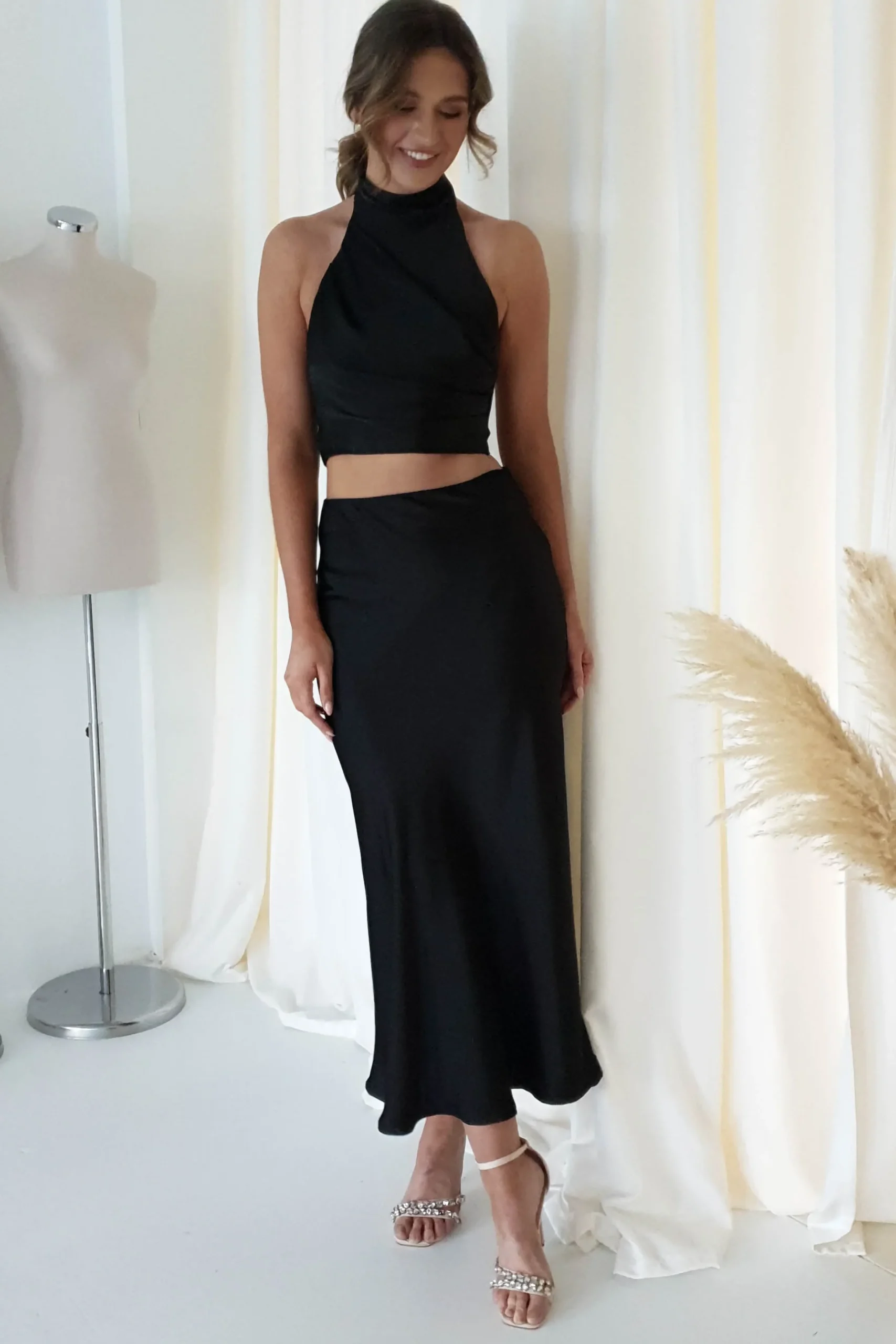Fashion Pamela Satin Top | Black Oberteile|Sommerkleider