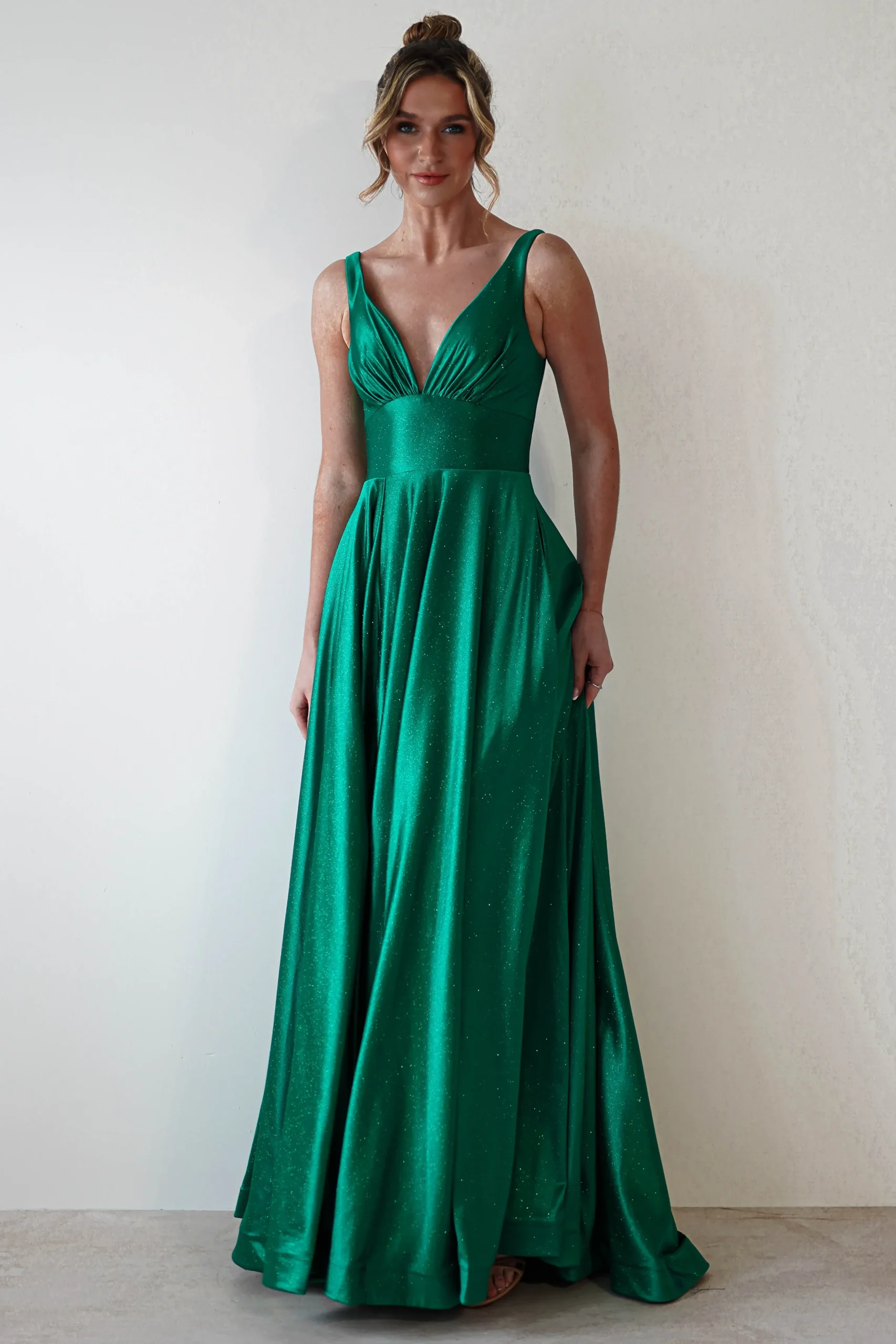Sale Penelope Glitter Princess Gown | Green Sommerkleider|Sommerkleider
