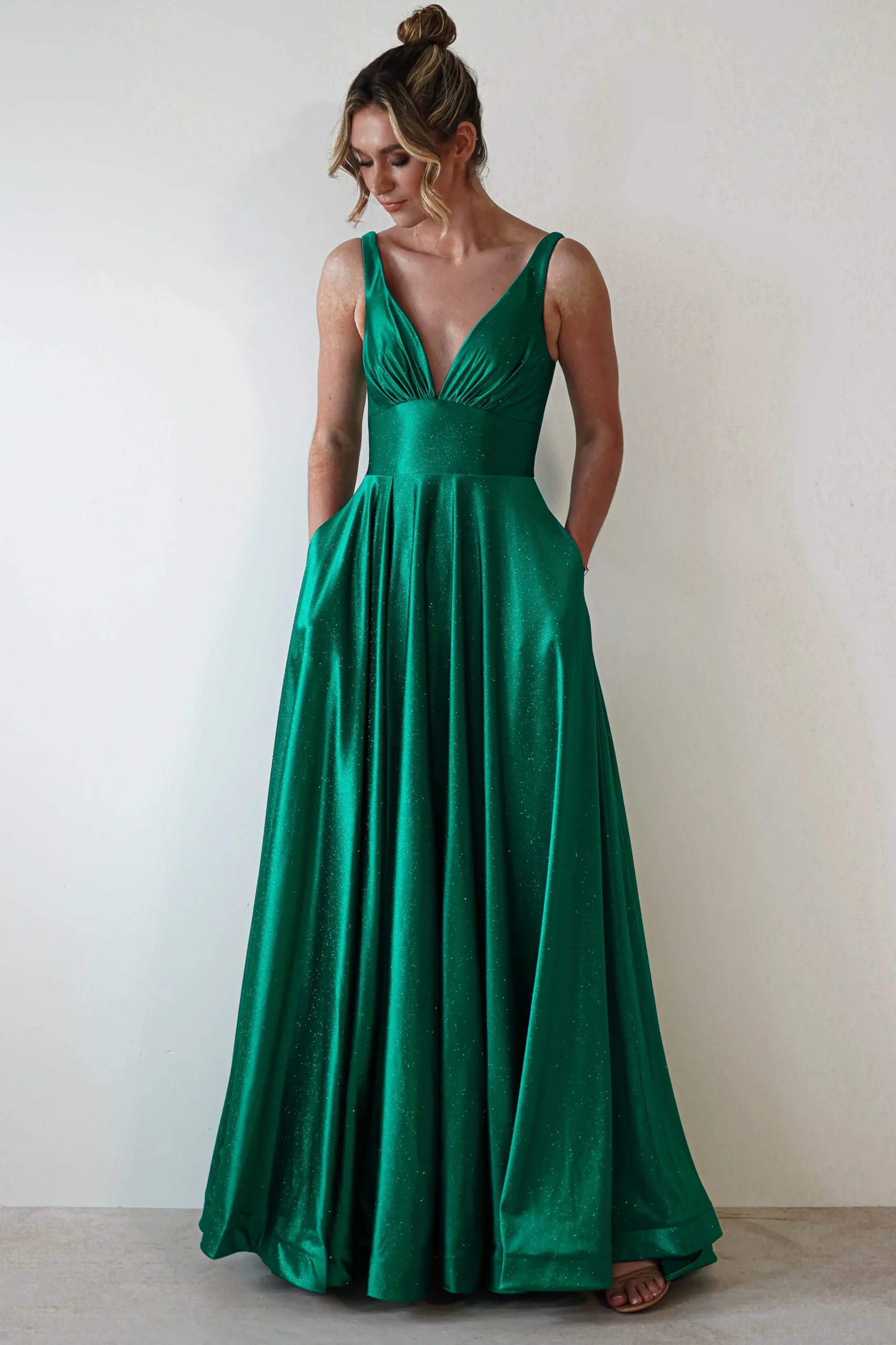 Sale Penelope Glitter Princess Gown | Green Sommerkleider|Sommerkleider