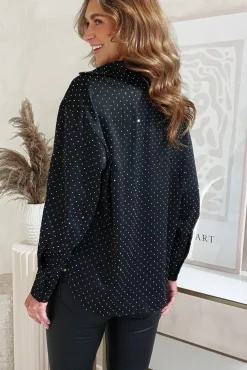 Outlet Peta Dimonte Sparkle Satin Blouse | Black Oberteile|Sommerkleider