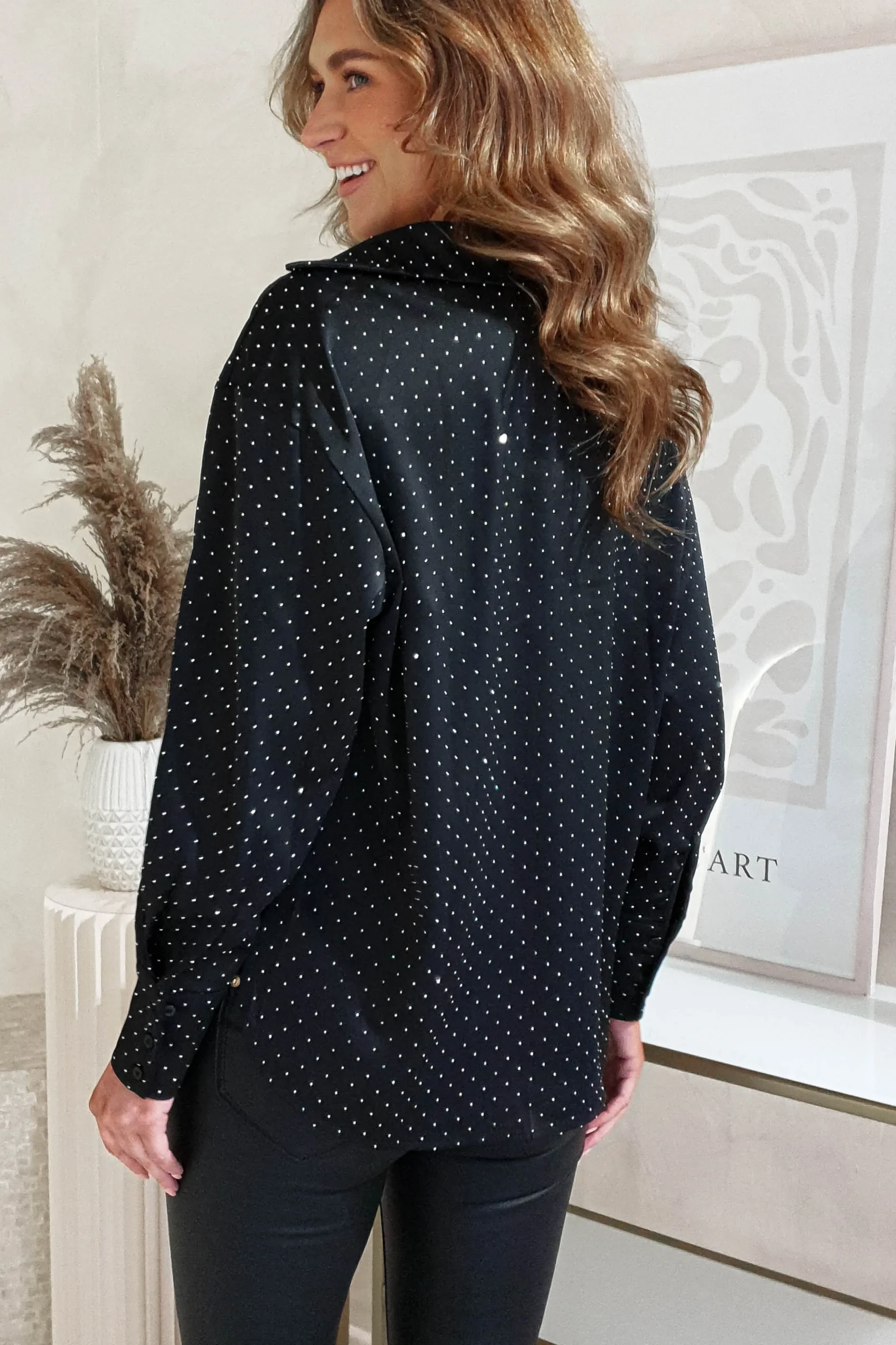 Outlet Peta Dimonte Sparkle Satin Blouse | Black Oberteile|Sommerkleider
