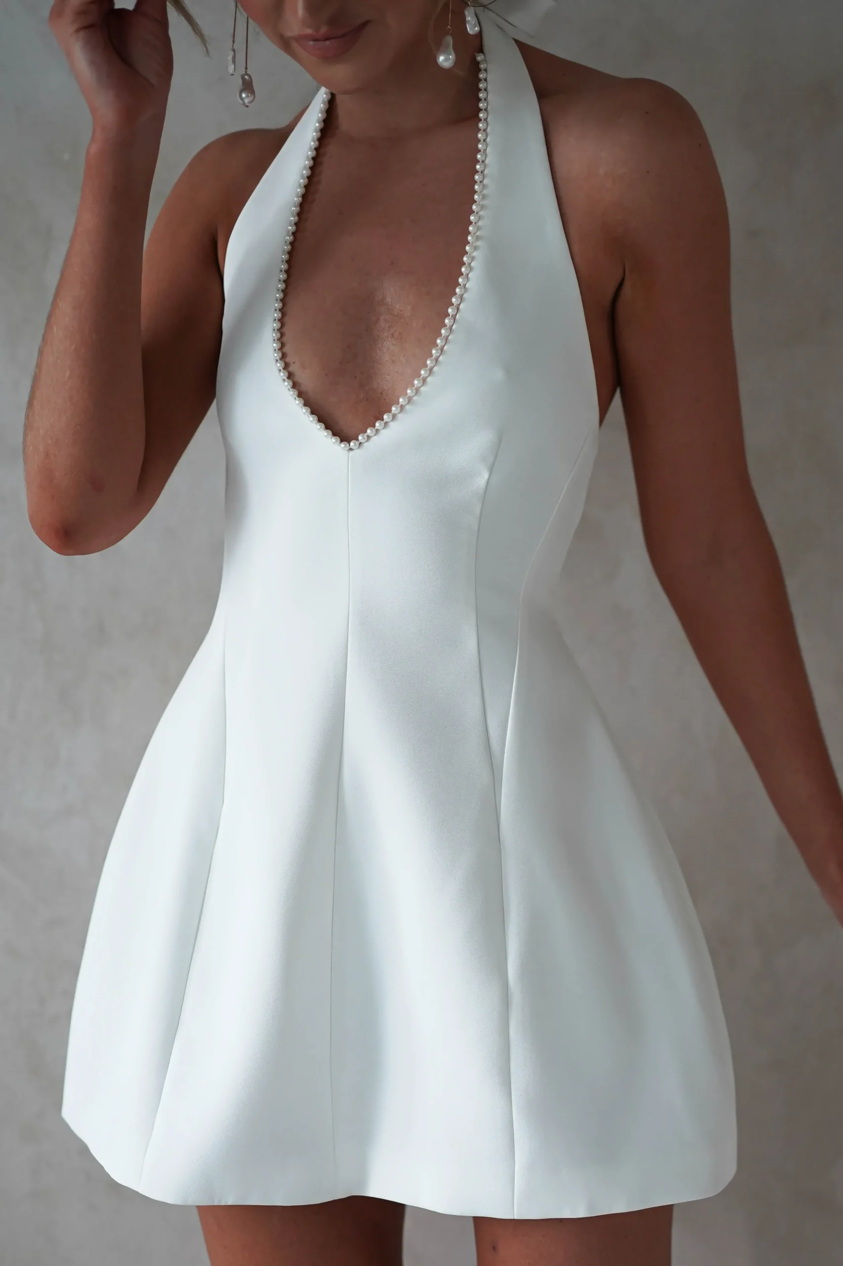 Fashion Peyton Pearl Detail Mini Dress | White Kleider In Minilänge|Minikleider
