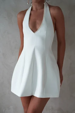 Fashion Peyton Pearl Detail Mini Dress | White Kleider In Minilänge|Minikleider