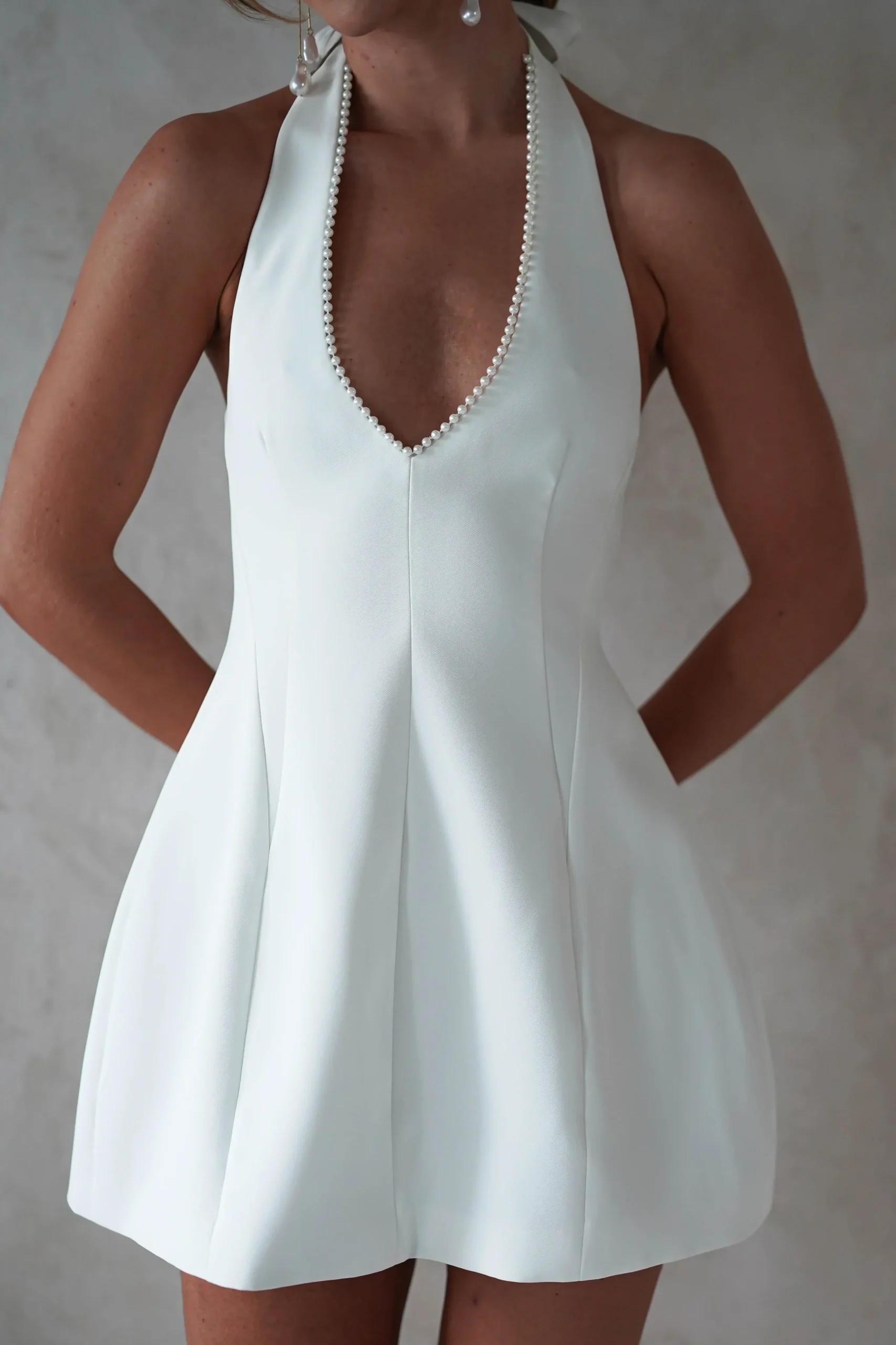 Fashion Peyton Pearl Detail Mini Dress | White Kleider In Minilänge|Minikleider
