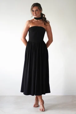 Outlet Portugal Midaxi Dress | Black Lange Kleider|Maxikleider