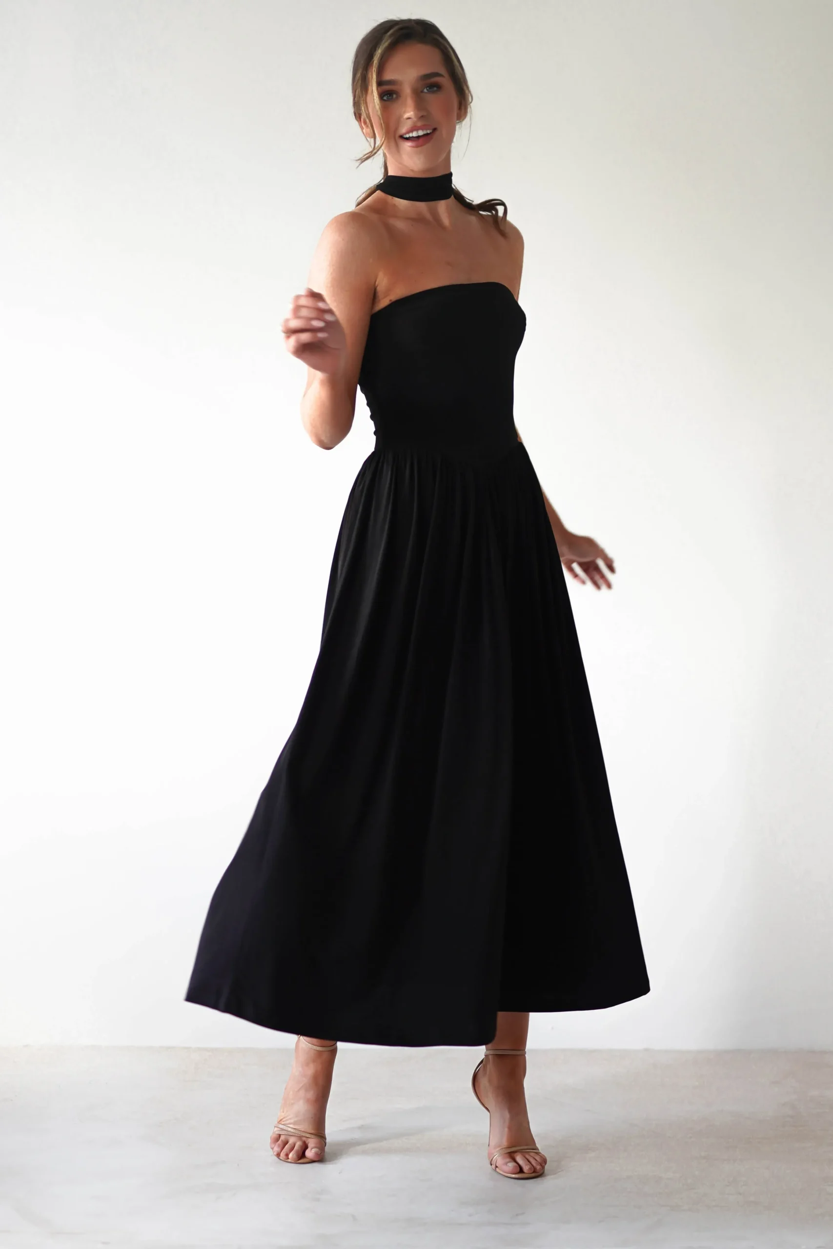 Outlet Portugal Midaxi Dress | Black Lange Kleider|Maxikleider