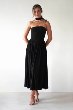 Outlet Portugal Midaxi Dress | Black Lange Kleider|Maxikleider