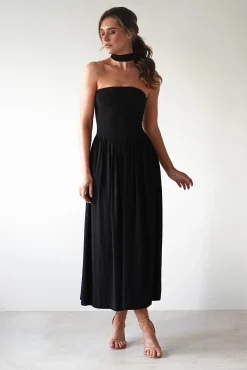 Outlet Portugal Midaxi Dress | Black Lange Kleider|Maxikleider