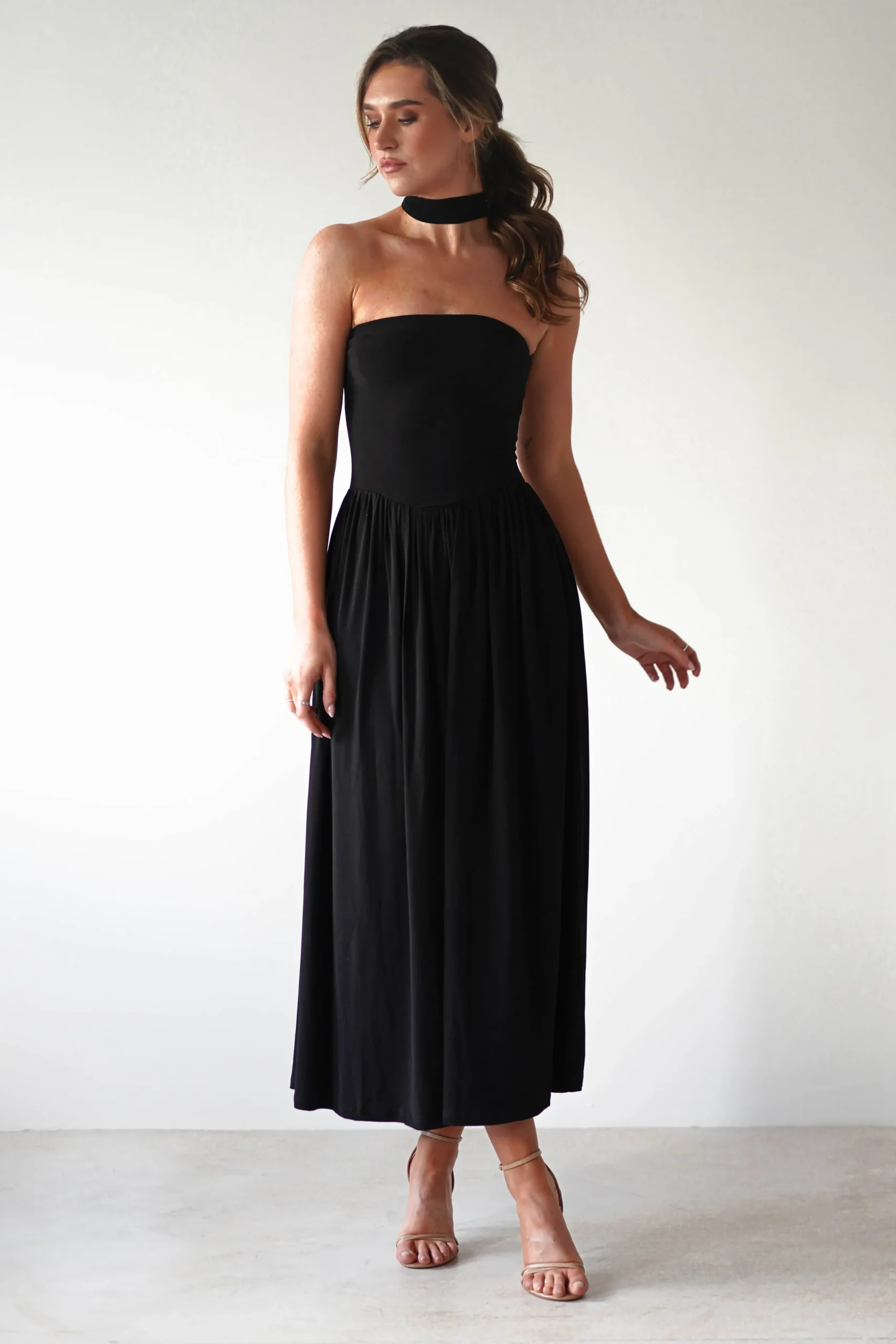 Outlet Portugal Midaxi Dress | Black Lange Kleider|Maxikleider