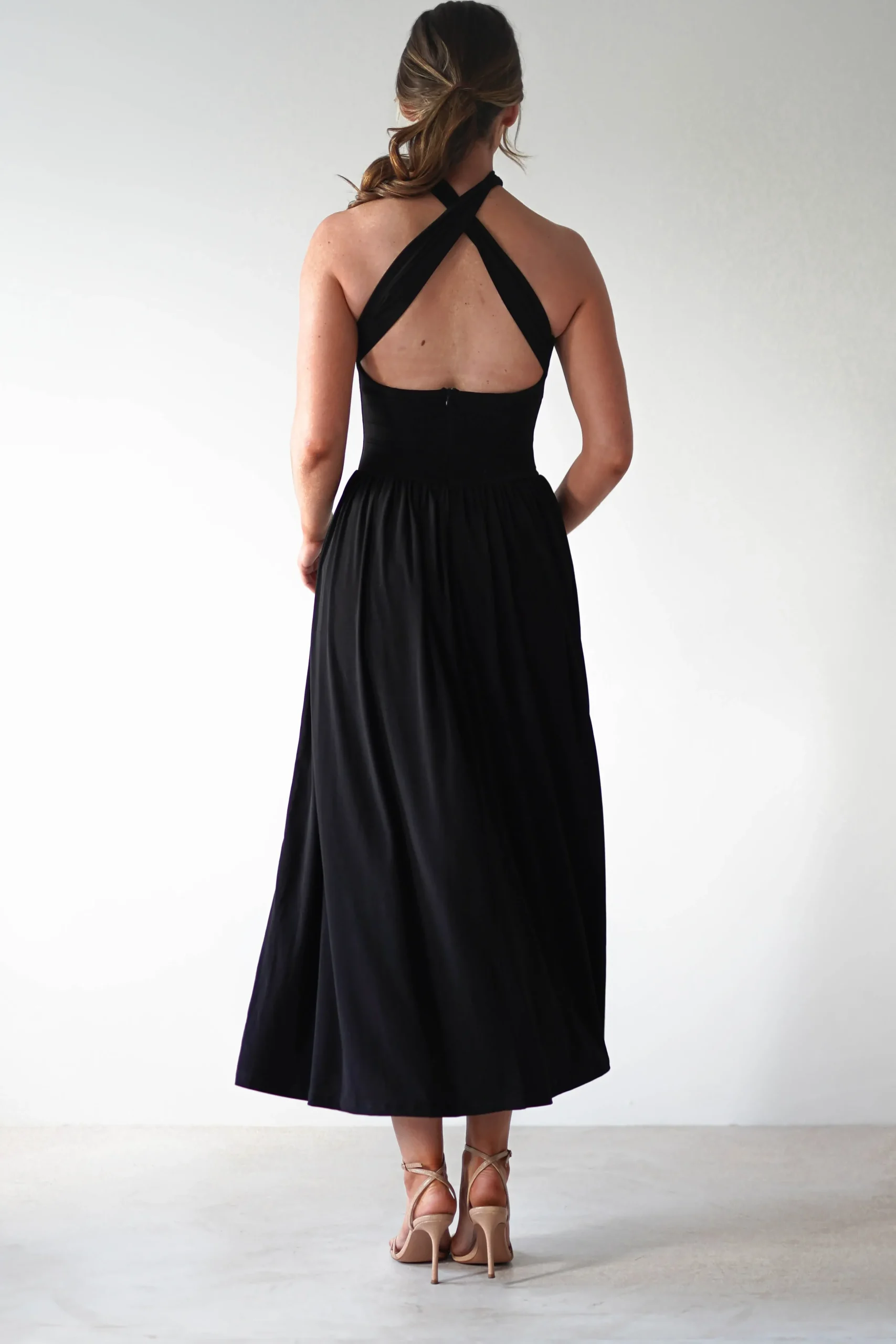 Outlet Portugal Midaxi Dress | Black Lange Kleider|Maxikleider
