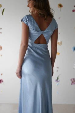 Sale Ramona Soft Satin Maxi Dress | Blue Lange Kleider|Maxikleider