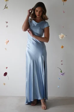 Sale Ramona Soft Satin Maxi Dress | Blue Lange Kleider|Maxikleider