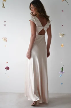 New Ramona Soft Satin Maxi Dress | Champagne Lange Kleider|Maxikleider