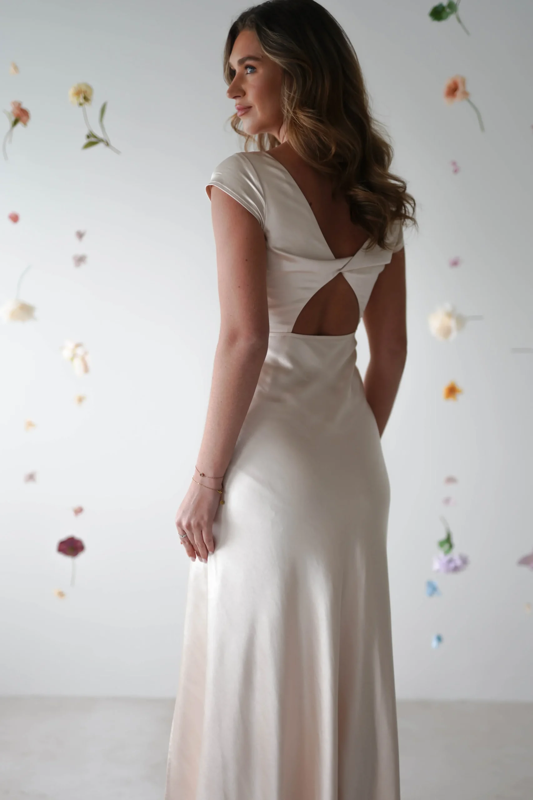 New Ramona Soft Satin Maxi Dress | Champagne Lange Kleider|Maxikleider