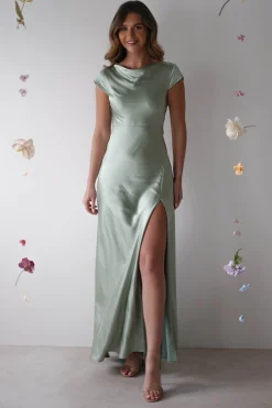 Outlet Ramona Soft Satin Maxi Dress | Sage Lange Kleider|Maxikleider