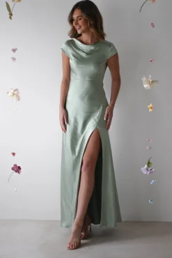 Outlet Ramona Soft Satin Maxi Dress | Sage Lange Kleider|Maxikleider