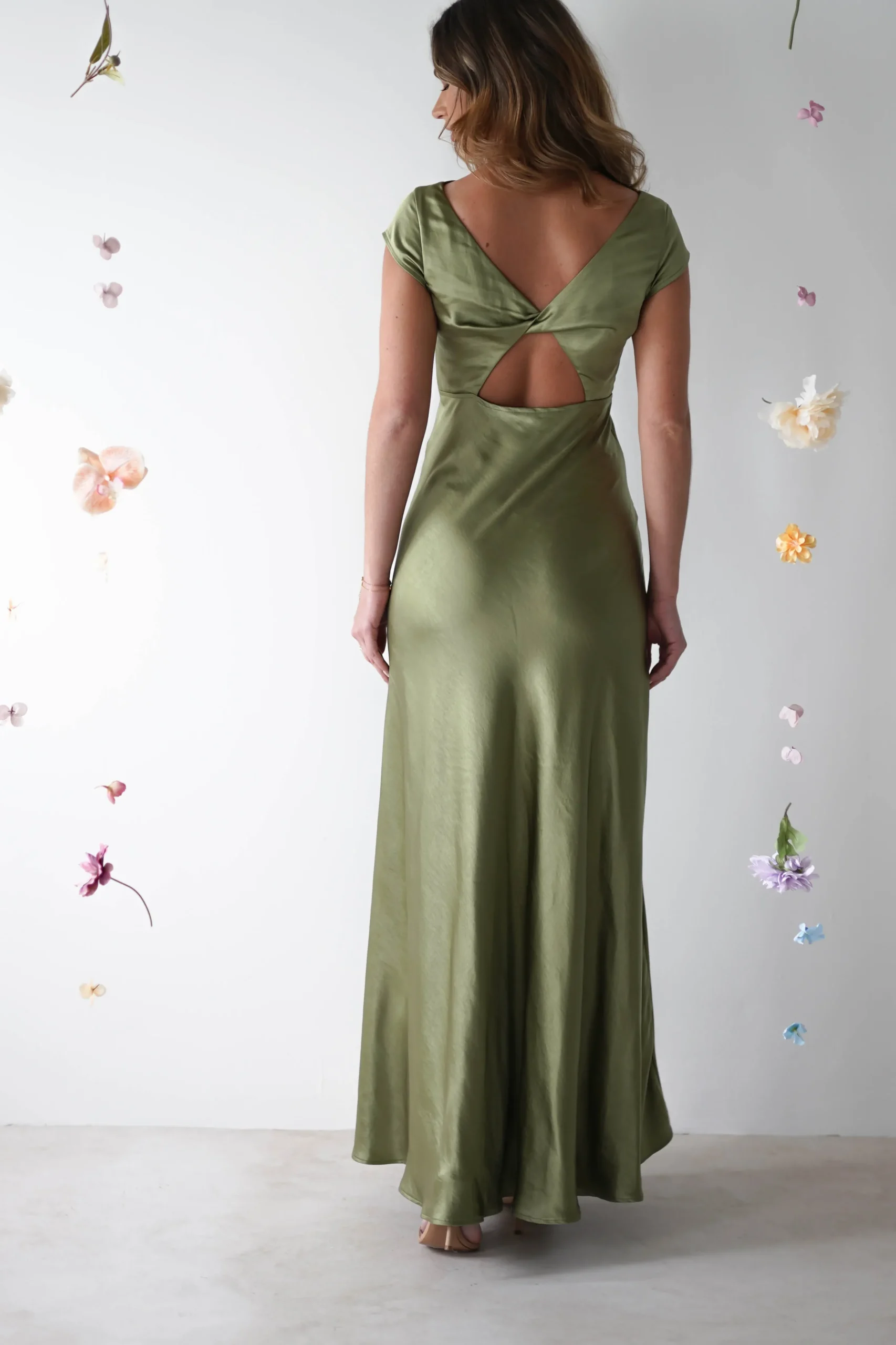Best Ramona Soft Satin Maxi Dress | Olive Lange Kleider|Maxikleider