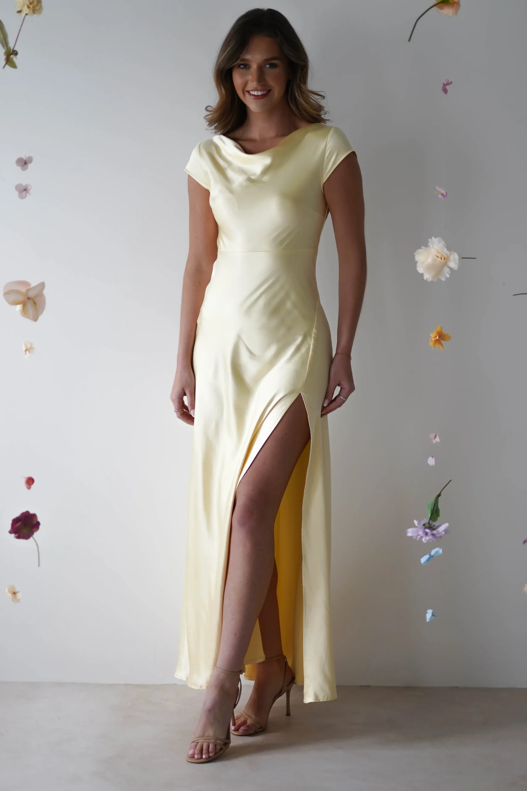 Sale Ramona Soft Satin Maxi Dress | Yellow Lange Kleider|Maxikleider