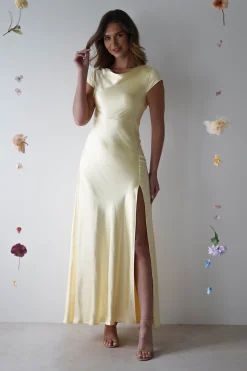 Sale Ramona Soft Satin Maxi Dress | Yellow Lange Kleider|Maxikleider