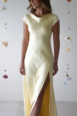 Sale Ramona Soft Satin Maxi Dress | Yellow Lange Kleider|Maxikleider