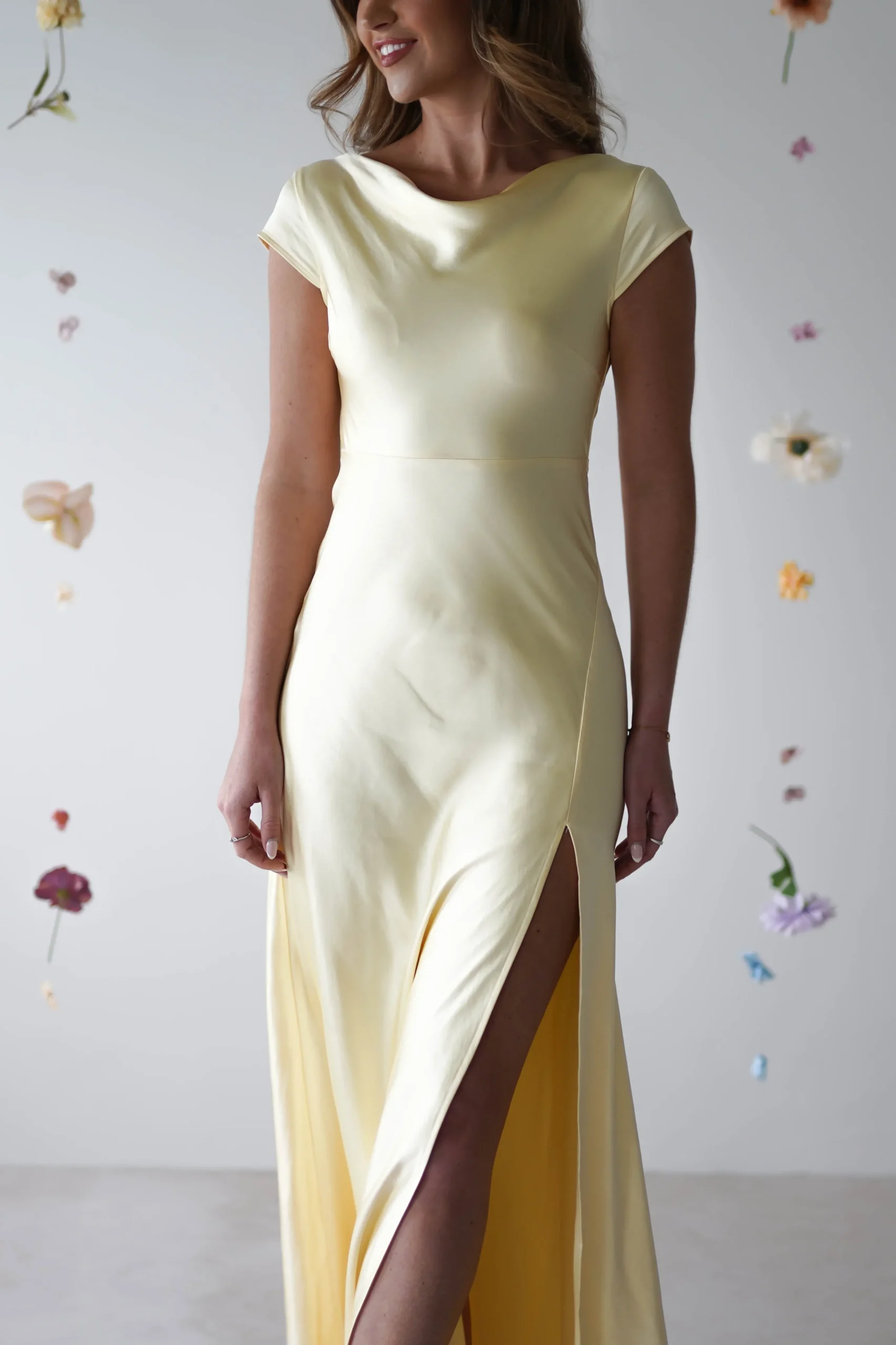 Sale Ramona Soft Satin Maxi Dress | Yellow Lange Kleider|Maxikleider