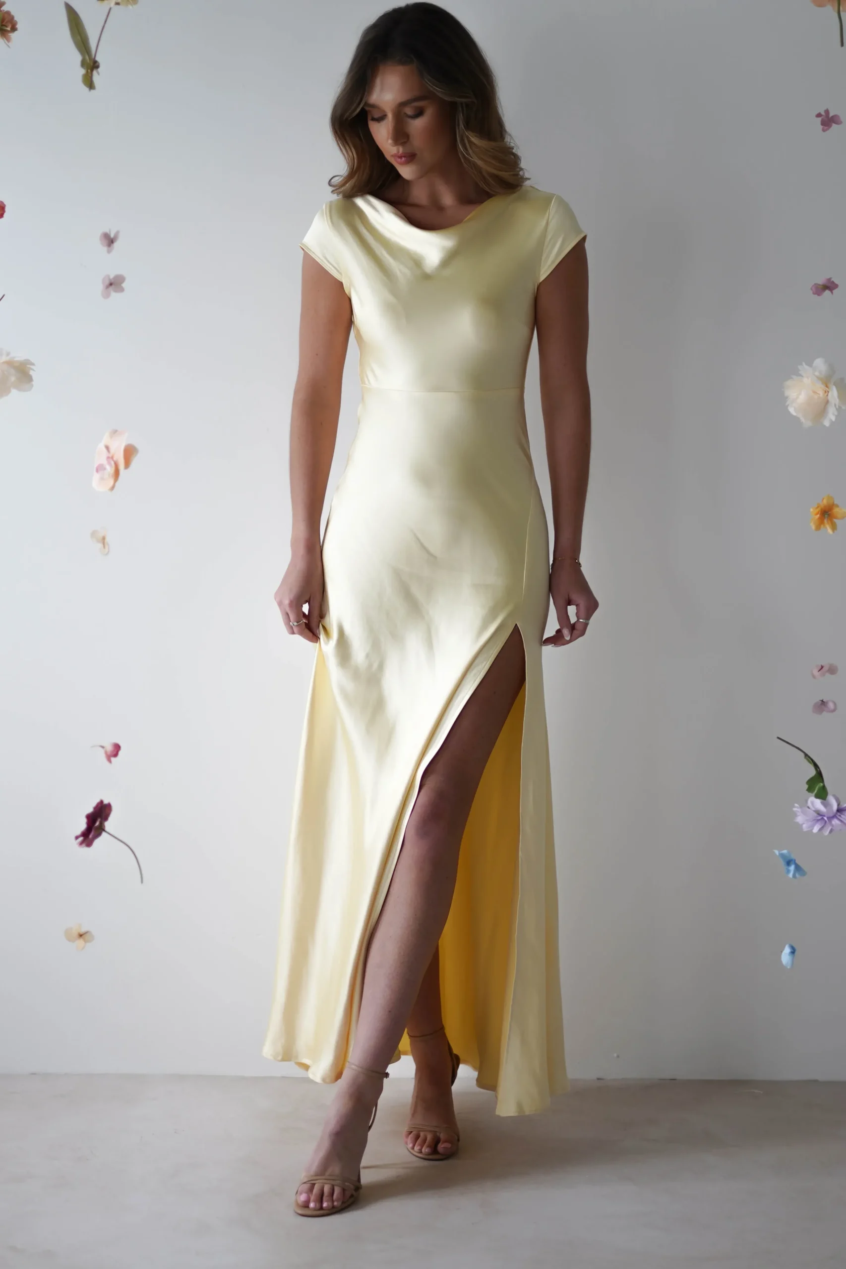 Sale Ramona Soft Satin Maxi Dress | Yellow Lange Kleider|Maxikleider