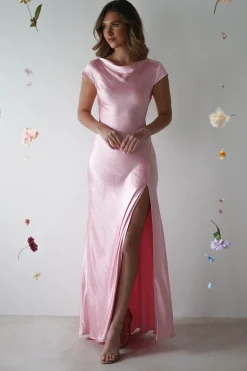 Outlet Ramona Soft Satin Maxi Dress | Pink Lange Kleider|Maxikleider