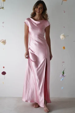 Outlet Ramona Soft Satin Maxi Dress | Pink Lange Kleider|Maxikleider