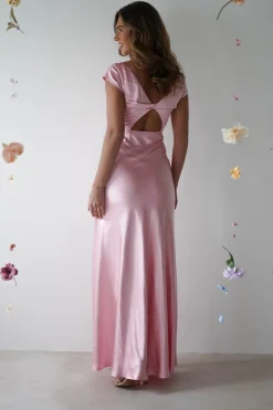Outlet Ramona Soft Satin Maxi Dress | Pink Lange Kleider|Maxikleider