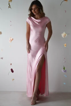 Outlet Ramona Soft Satin Maxi Dress | Pink Lange Kleider|Maxikleider