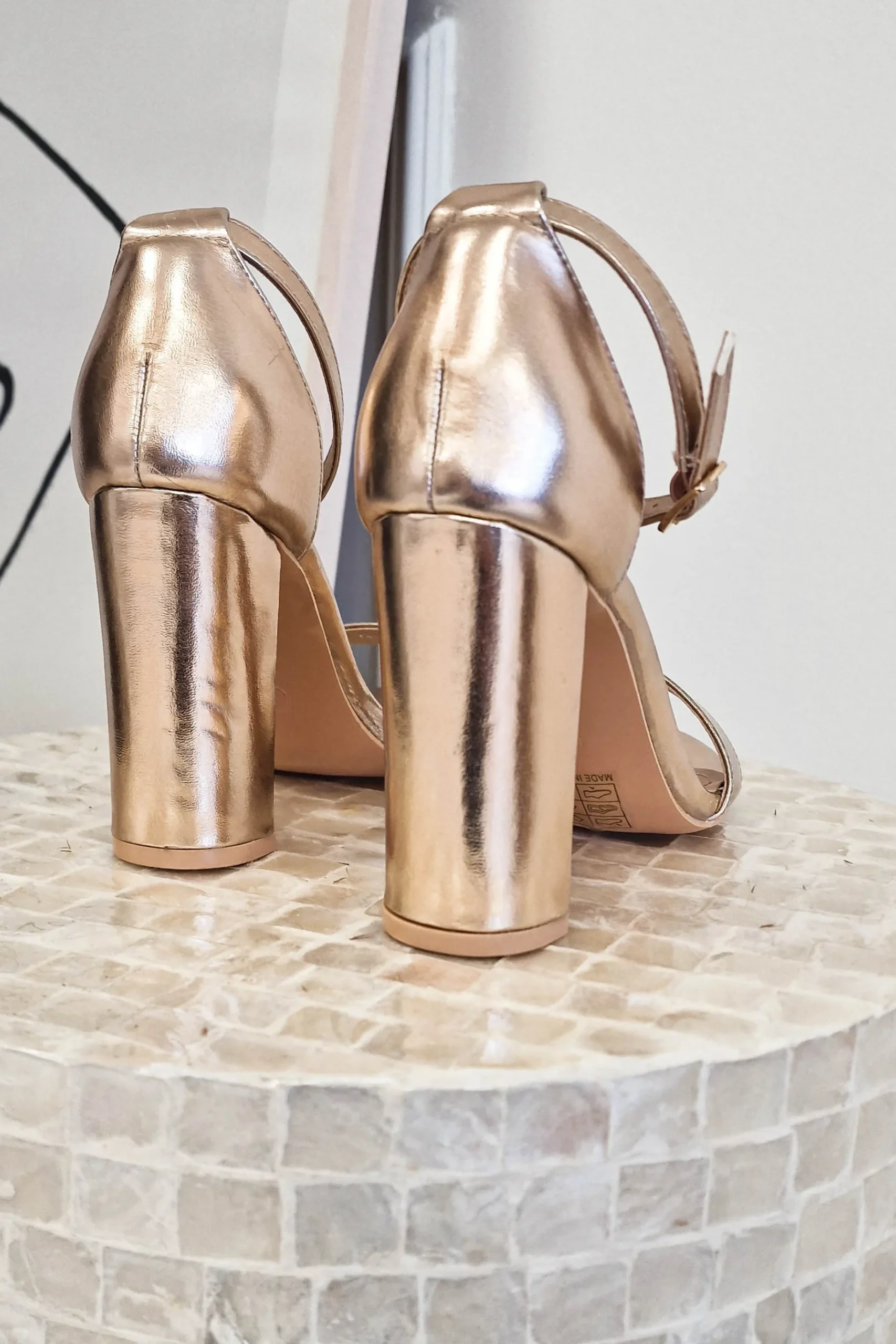 Online Regina Block Heel Sandals | Rose Gold Sommerkleider|Sommerkleider