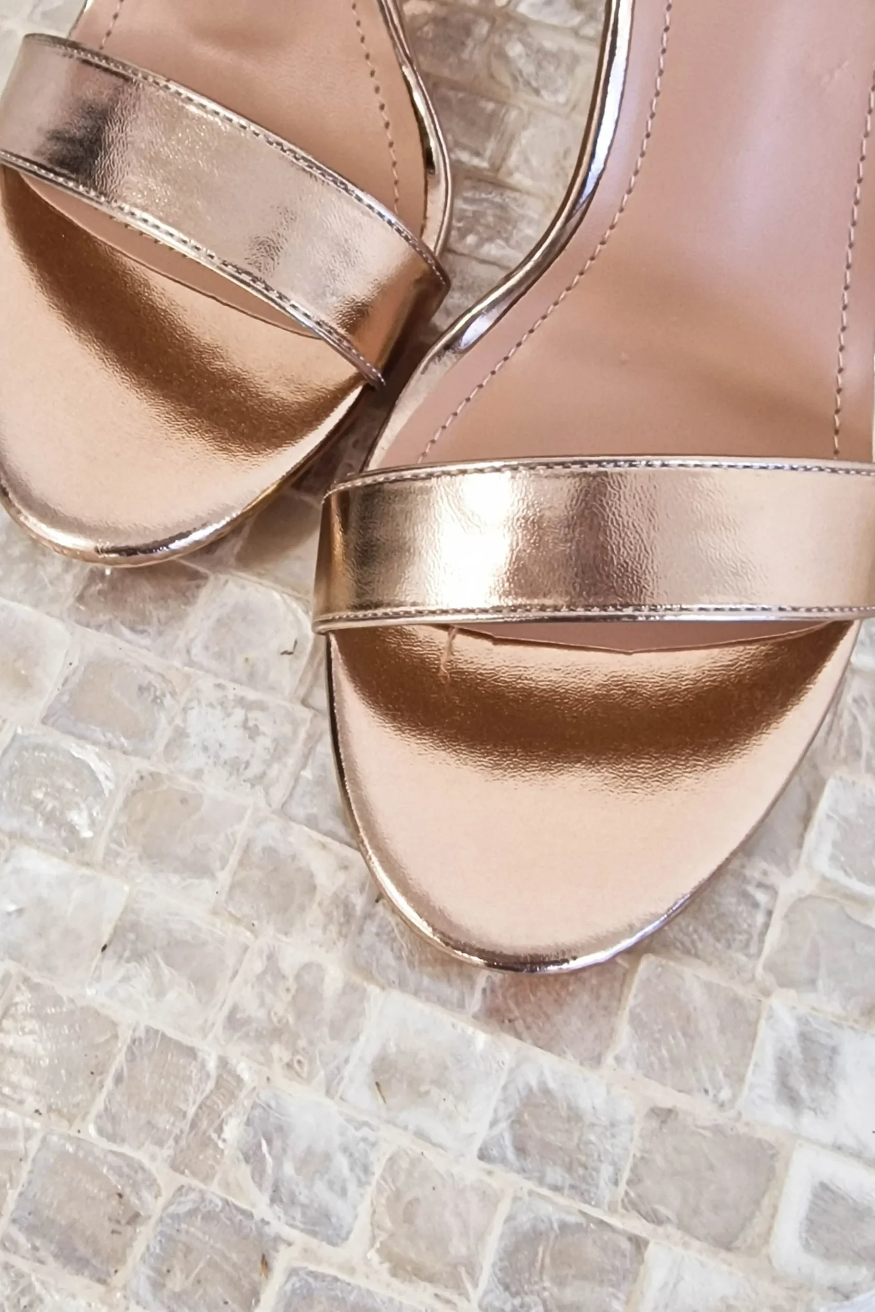 Online Regina Block Heel Sandals | Rose Gold Sommerkleider|Sommerkleider