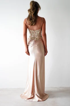 Clearance Regina Embellished Bodice Gown | Champagne/Gold Sommerkleider|Sommerkleider