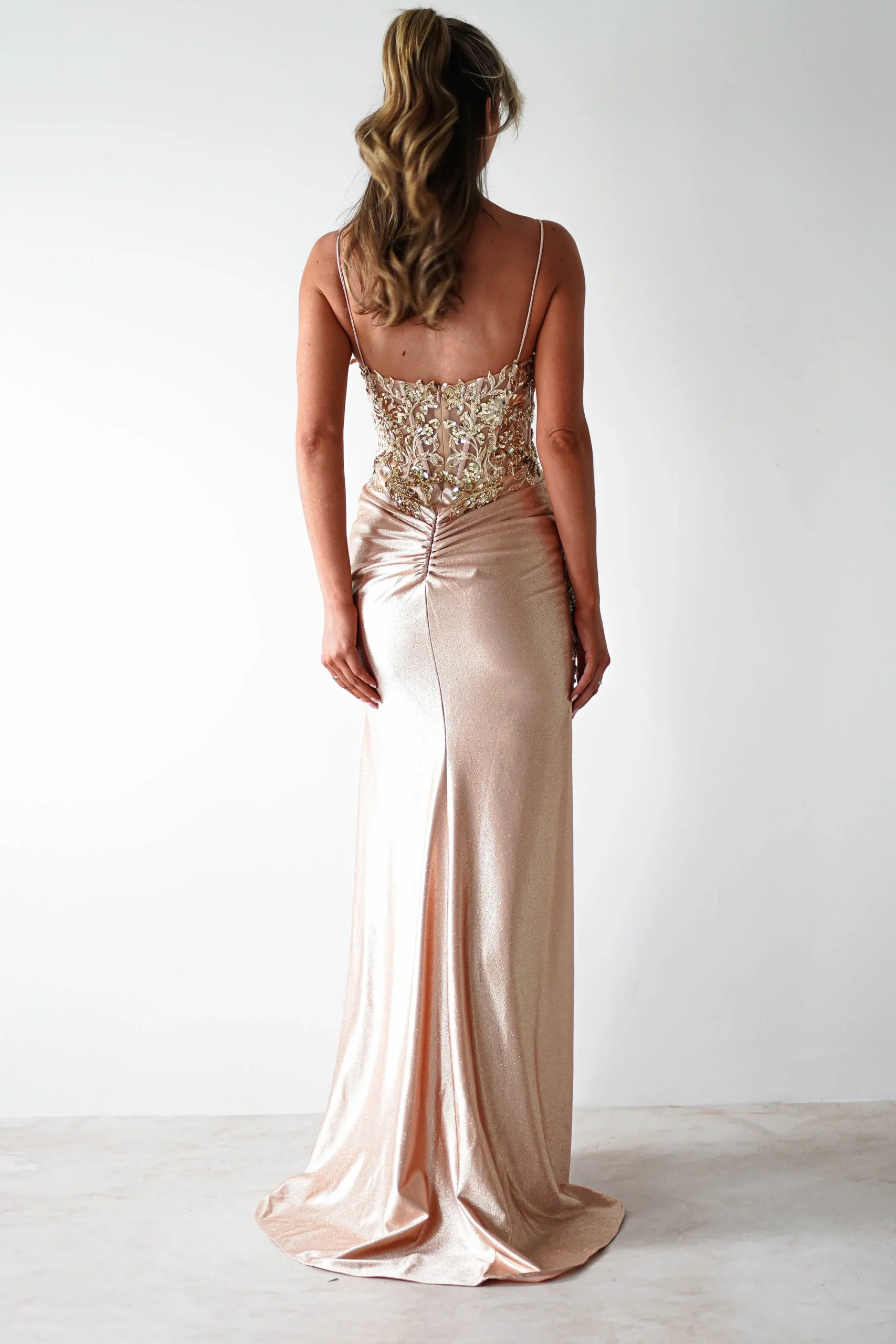 Clearance Regina Embellished Bodice Gown | Champagne/Gold Sommerkleider|Sommerkleider